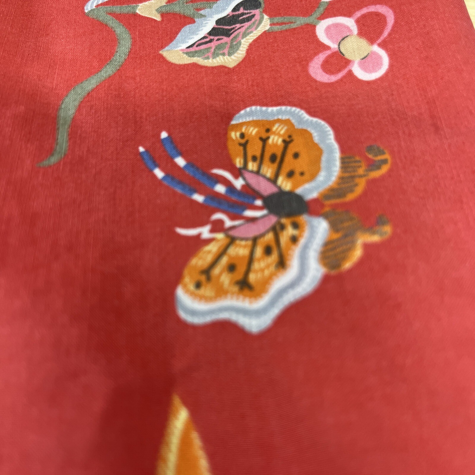 Ralph Lauren Euro Pillow Case Sham Red Floral Butterly Ruffle Trim