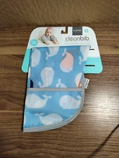 Kushies Cleanbib Waterproof Bib w/ Sleeves Whales 12-24 Month 