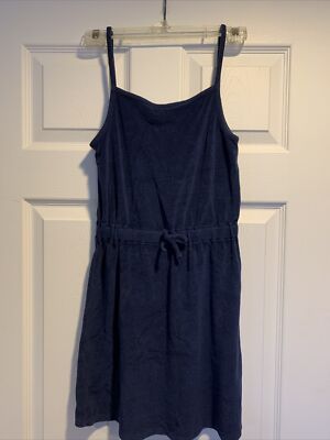 Lands' End Blue Terry Cloth Sleeveless Beach Cover Up Girls Medium 10-12 