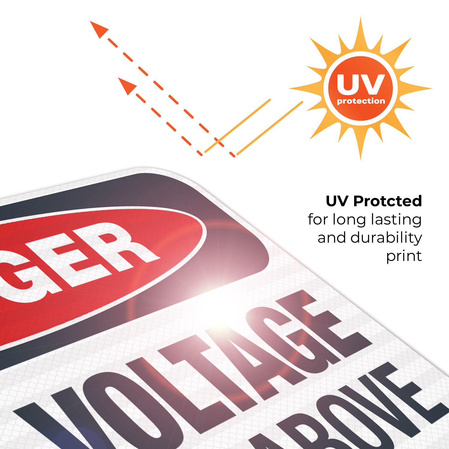 High Voltage On Wires Above Sign, OSHA Danger Sign,