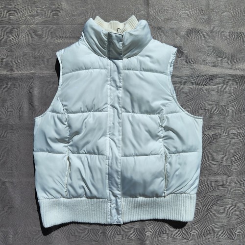 White Puffer Padded Vest Pockets Full 