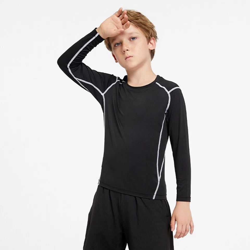 Youth Boys Compression Shirt Long Sleeve Undershirt Quick Dry Sports Baselayer - image 4 of 4