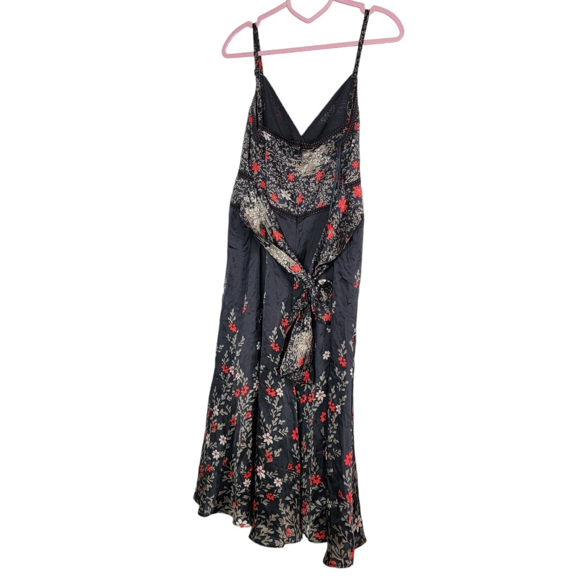 TED BAKER Cammie Floral Satin Midi Fit \u0026 Flare Tie Back Dress Women Size 3  8US