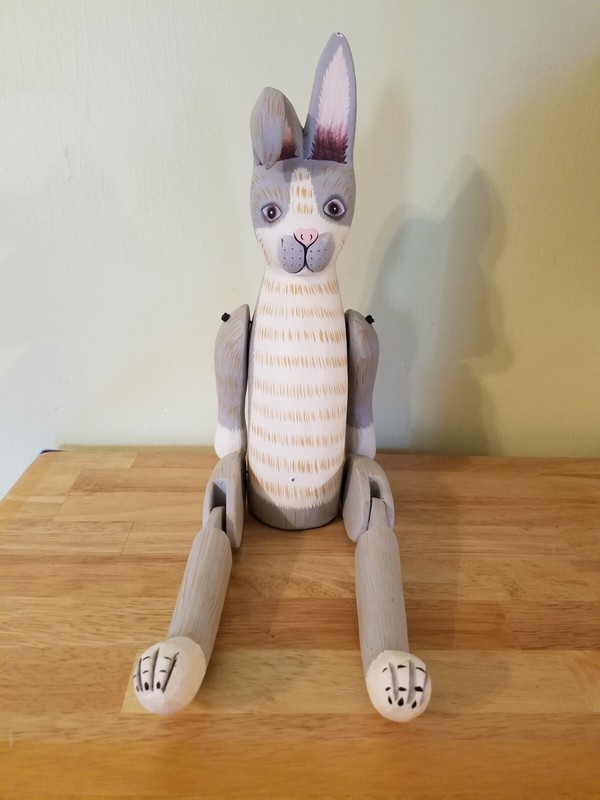 Pier 1 Gray/White Rabbit Easter Bunny w/Movable & Bendable Arms and Legs
