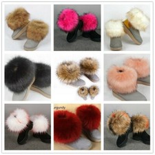 Faux Fur Shoes Boots Accessories Ankle Leg Cover Warmers Ring Fluffy Winter
