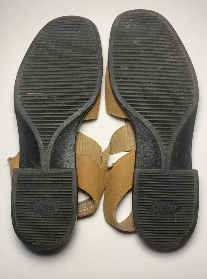 Sandalias Clarks Active Air para mujer de cuero tostado con tira trasera zapatos talla 7 ligeramente usadas Foto 3 de 4