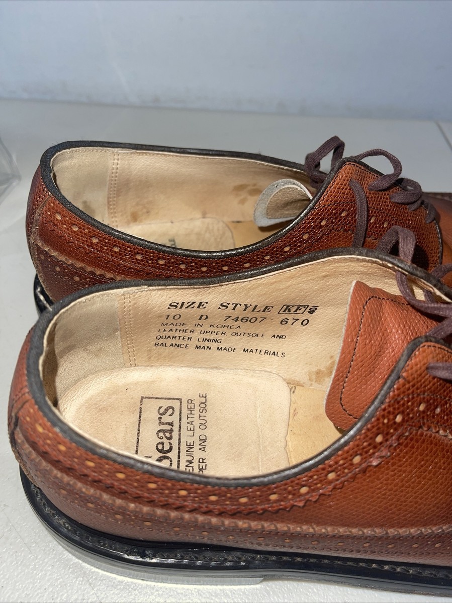 Vintage Sears Brown Leather Wingtips Dress Shoes Mens 10D 74607