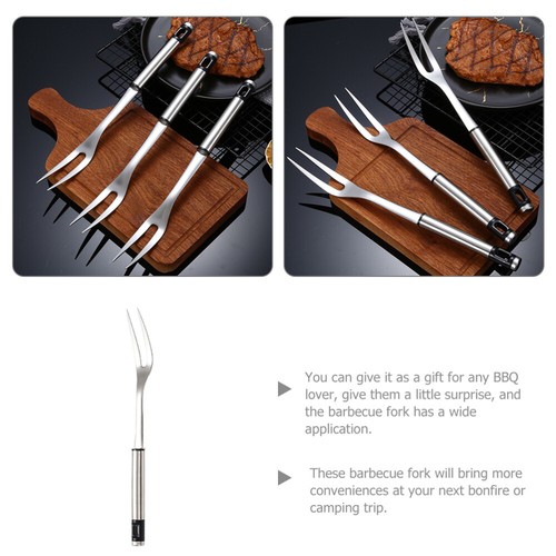 Grilling Utensil BBQ Fork Roasting Stainless Steel Barbecue Spit Meat - Picture 8 of 12