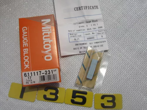 MITUTOYO  611117-231 .17 INCH FS 2/D STEEL GAUGE BLOCK