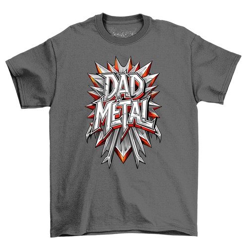 Dad Metal Shield Funny T-shirt - Unleash the Dad Metal Power! 100% Cotton, Funny - Picture 2 of 46