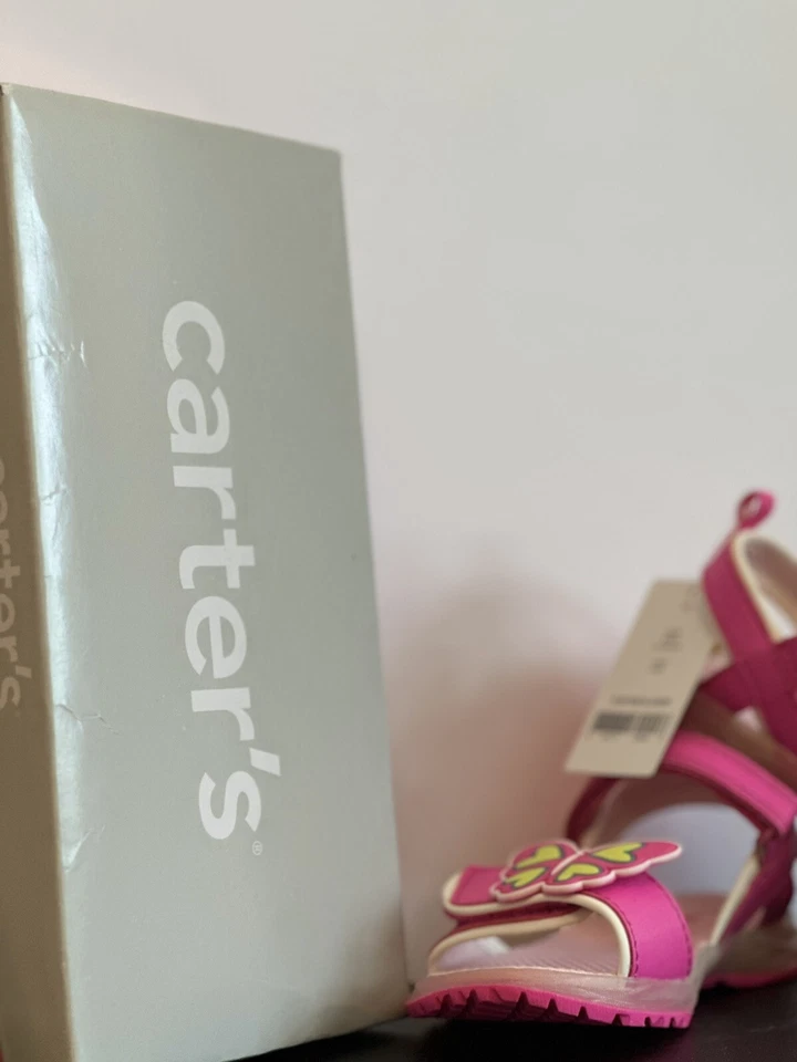 Nuevo En Caja Sandalia Carters Niñas Correa Ajustable Birdy Mariposa Rosa Talla 11 Foto 2 de 4