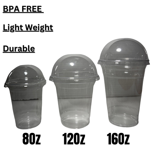 Disposable Plastic Smoothie Milkshake Cups with Dome Lids Reusable 8, 12oz, 16oz - Picture 8 of 12