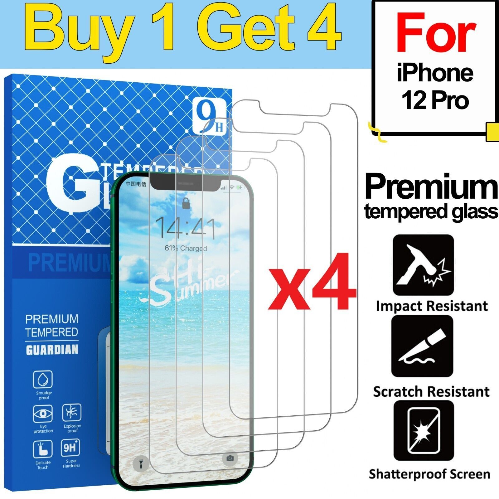 Tempered Glass Screen Protector For iPhone 11 12 13 14 Pro Max Mini X XS XR Plus - Picture 17 of 26