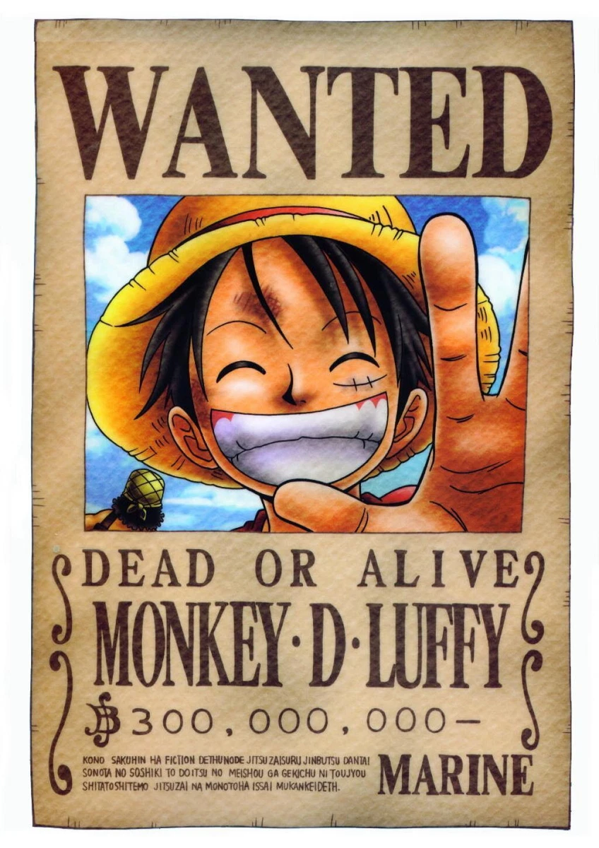 60939 ONE PIECE Wanted Monkey D Luffy Reward That Anim 24x18 WALL