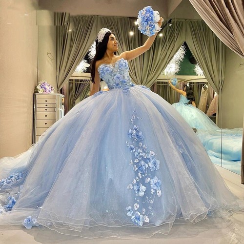 Sweetheart Quinceanera Dress 3D Flowers Sweet 15 16 Birthday Party Dress Ball Gown Y4515 main image 1
