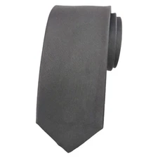 ALARA Mens Silk Tie Necktie Charcoal Gray Solid Slim 2.75 Designer Formal $80
