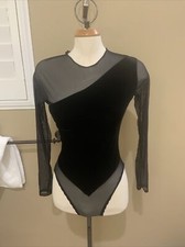 Christian Dior Black Velour  Sheer Bodysuit Size M