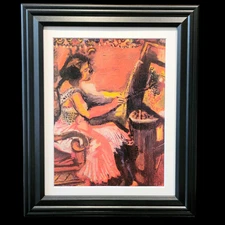 Marc Chagall The Model Offset Lithograph Matted Vintage Collectible Judaica