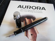 Aurora Talentum Black Cr-trim fountain pen D11-N 14kt Au Italic MIB
