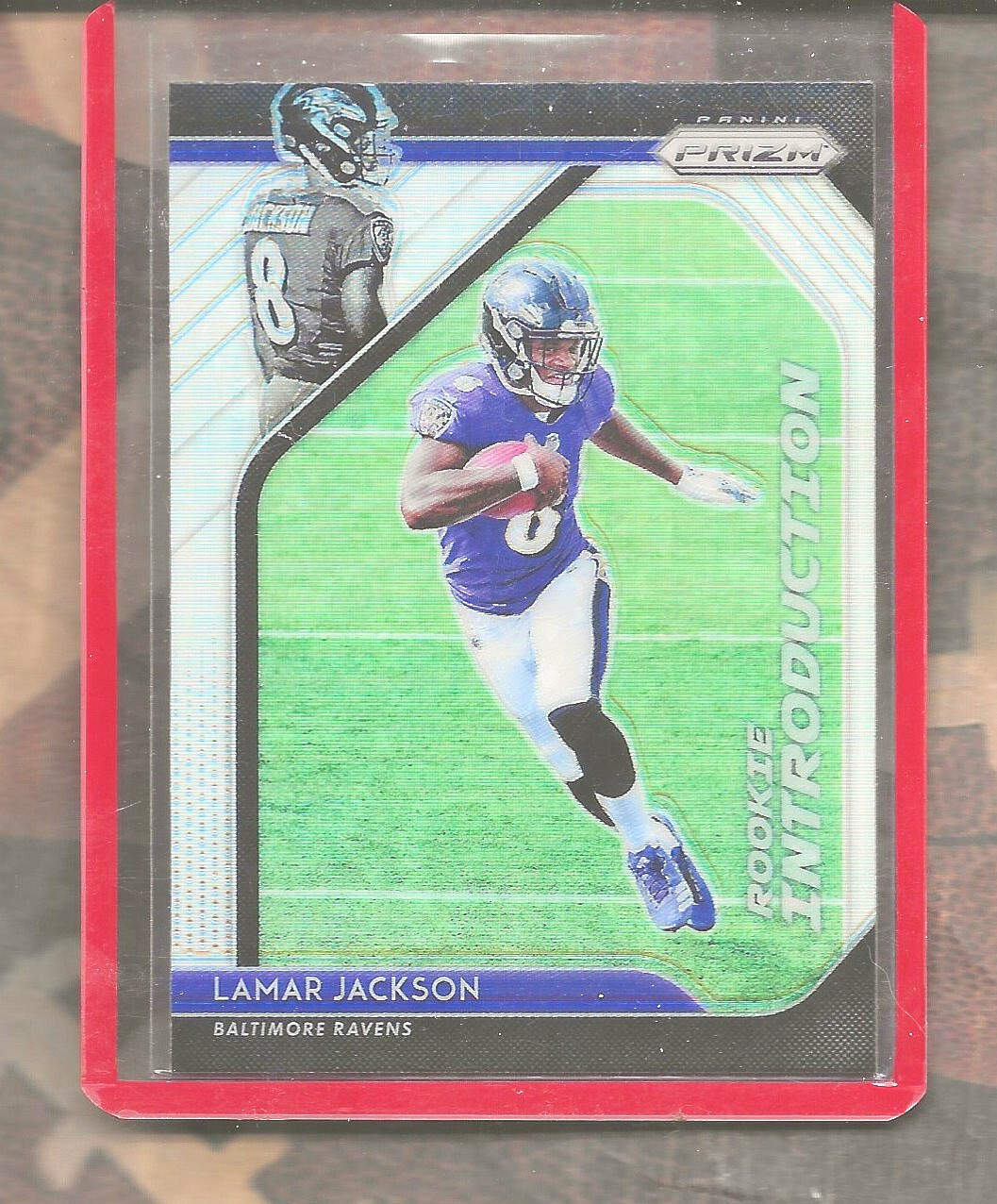 LAMAR JACKSON 2018 PRIZM ROOKIE INTRODUCTION #RI-12 SILVER PRIZM VARIATION