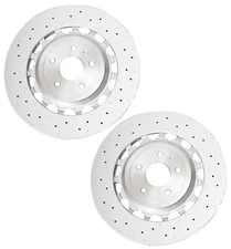 SHW Performance Set of 2 Front Drilled Brake Disc Rotors for Audi TT RS Quattro