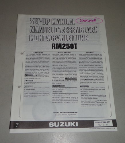 Instrucciones De Montaje / Manual De Configuración Suzuki RM 250 Soporte 11/1995