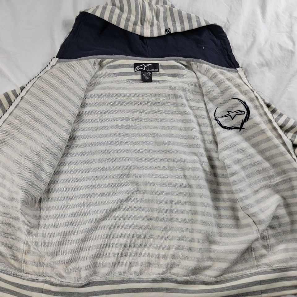 Alpinestars Pequeño Blanco Gris Cremallera Completa Sudadera con Capucha Suéter Manga Larga Informal Exterior Foto 3 de 4