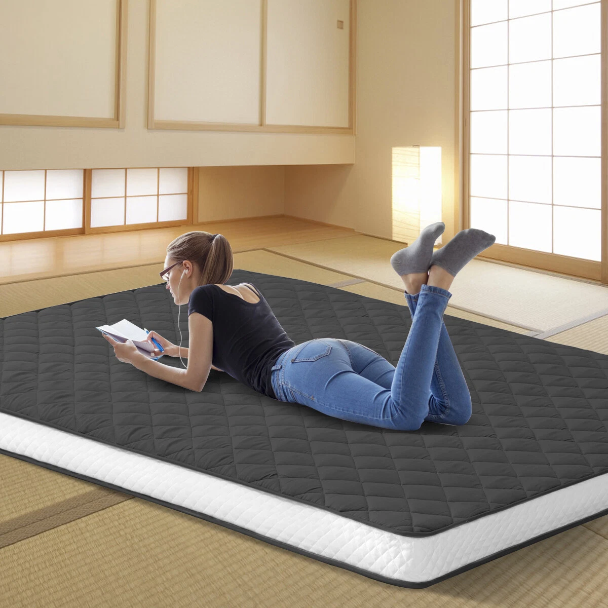 Japanese Tatami Foldable Mat Traditional Floor Sleep Mattress Bed Pad  Travel Nap