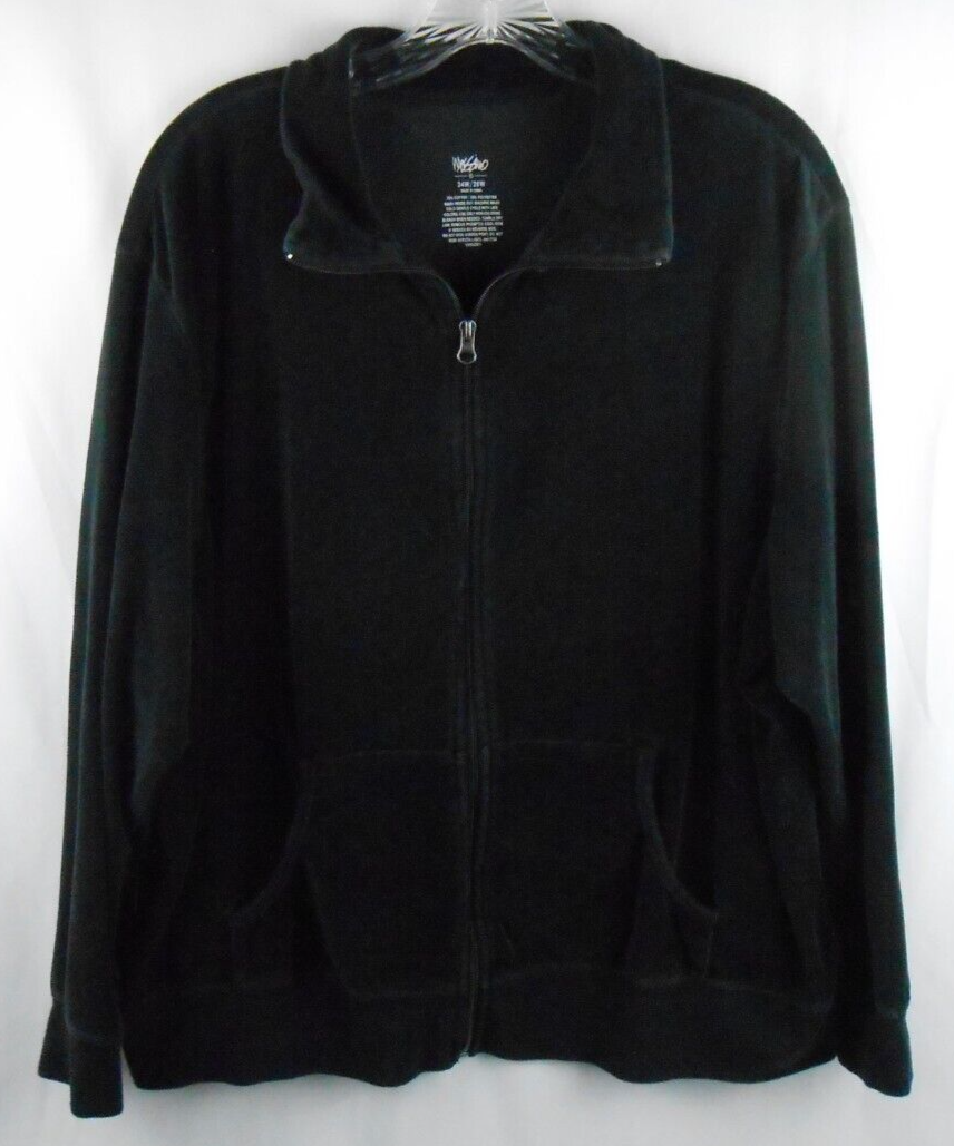 Massimo Womens 24W Black Long Sleeve Velour Full Zip Track Jacket