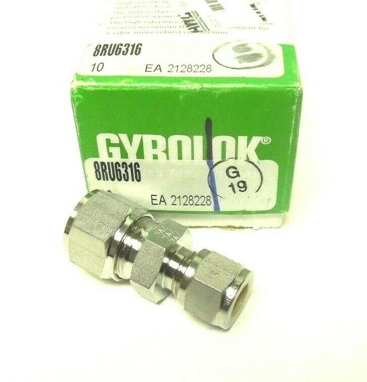 Gyrolok Reducing Union 1/2" Tube OD x 3/8" Tube OD 316 Stainless Steel 8RU6-316 - Image 3 of 3