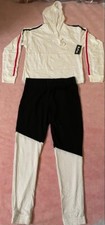 Womens Hooded Crop Top Size L But Fits M W. Colorblock Jogger Pants Set M 