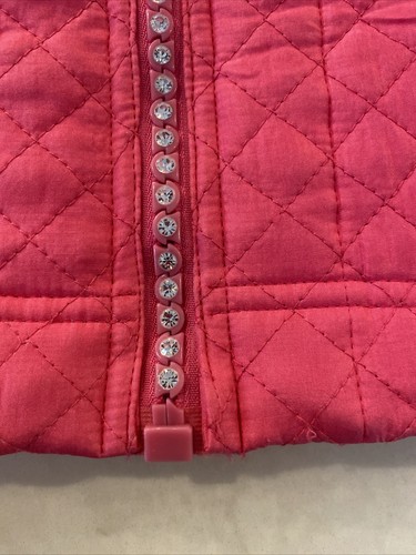 The Quacker Factory Women’s Loud Pink Silk Quilted Rhinestone Puffer Jacket Med. - Picture 7 of 14
