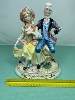Capodimonte Porcelain 19th Century Scene - Gentleman & Lady