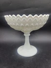 Vintage Sweden Glimma Glasbruk Art Glass Milk Glass Compote Pedestal Candy Bowl