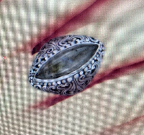 Bali Legacy 8.51 CTW Malagasy Labradorite Ring Size 5 In Sterling Silver 8.8 G - Picture 2 of 5