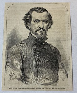1862 magazine engraving~ REBEL GENERAL FELIX ZOLLICOFFER Killed At Somerset