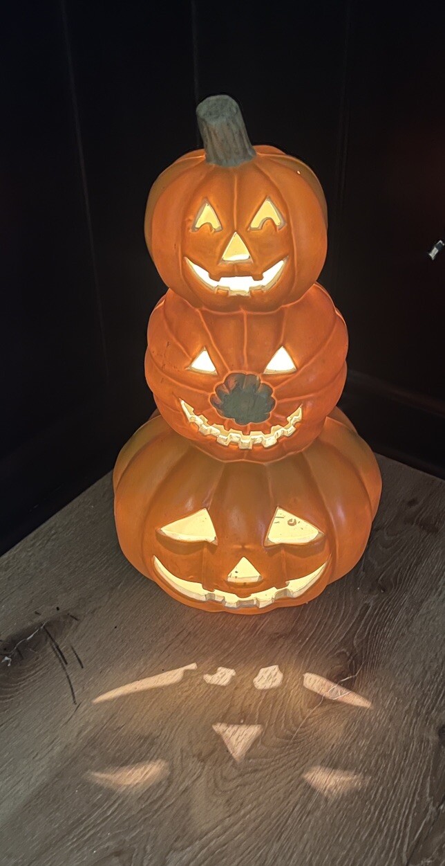 Light Up 3 Stacked Pumpkins Blow Mold Halloween Decoration 🎃19”
