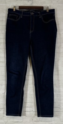 Calvin Klein Women 32 High Rise Skinny Jean Dk Wash Stretch Preppy Comfort