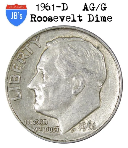 1961 D Roosevelt Dime 90% SILVER About Good/Good or Better (AG/G) *JB's Coins*