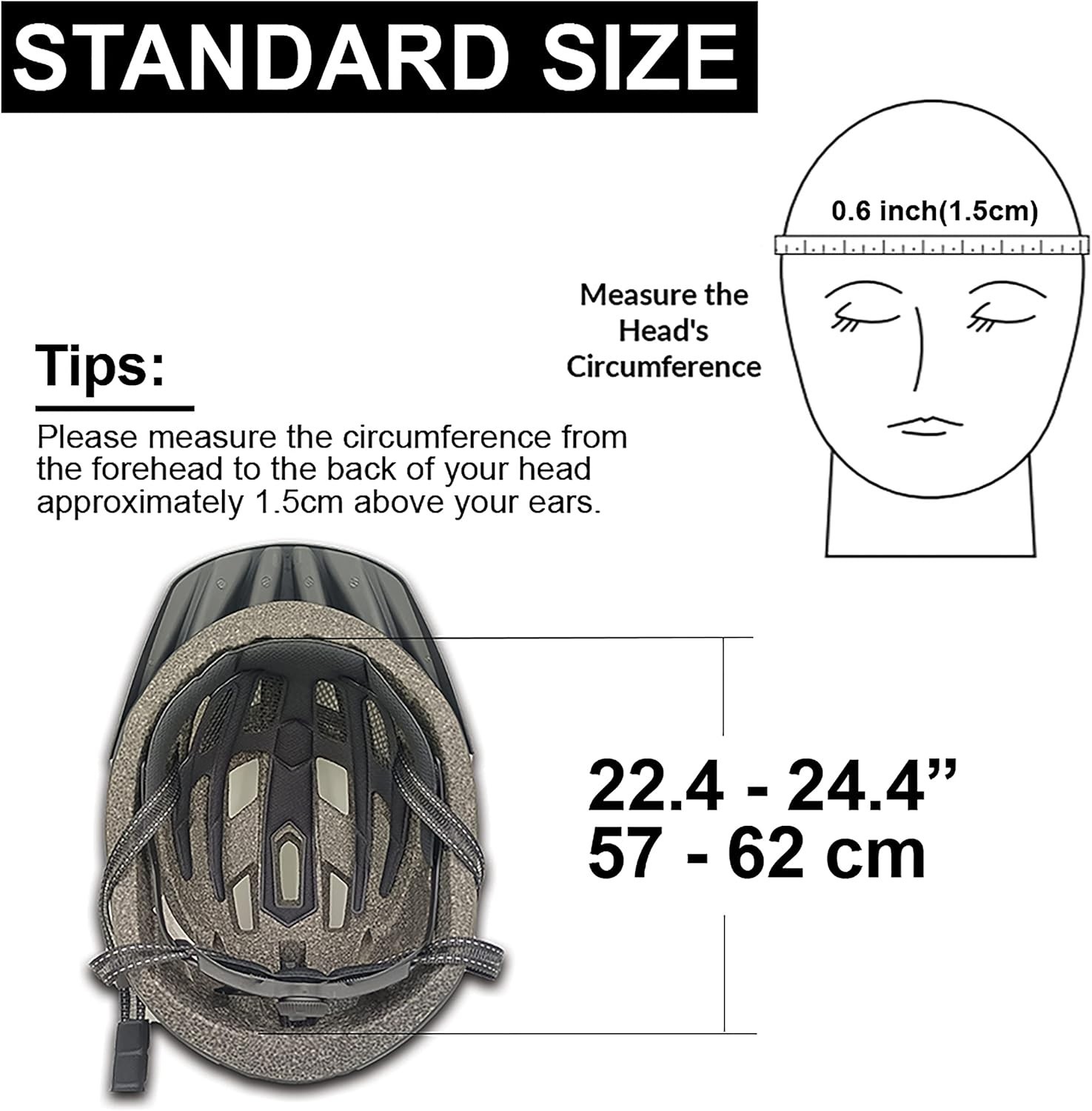 Adult Mountain Bike Helmet 55-61cm with USB Rechargeable LED Cycling Helmet Men