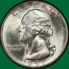 1951-S Washington Quarter Silver Brilliant Uncirculated BU Coin #40567