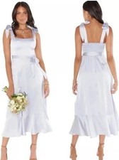 Show Me Your Mumu Womens Size Small Silver Luxe Satin Midi Dress Sleeveless NWT