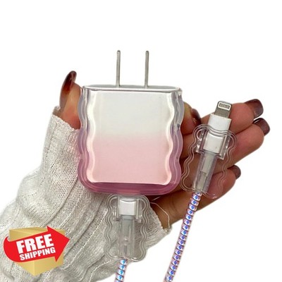 Cute Pink Wave Cable Protector for iPhone Charger iPad Mini