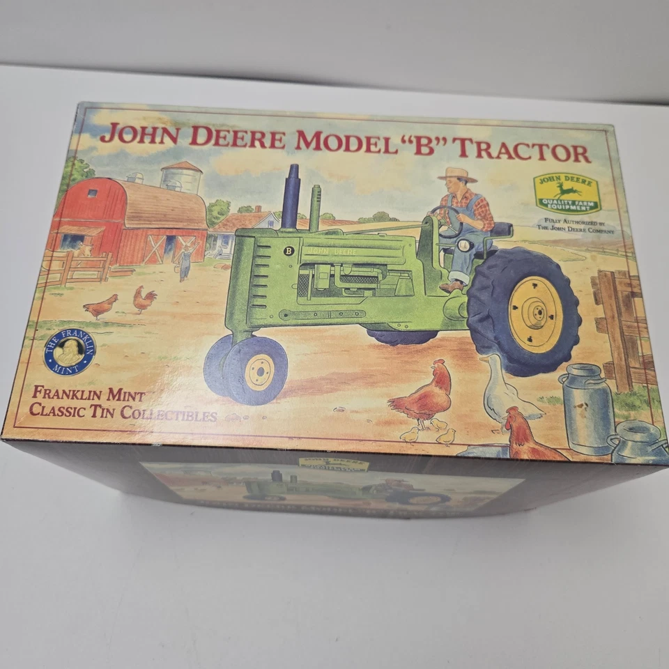 Franklin Mint John Deere Model B Tractor, Tin Wind Up with Gold Key, 1/16 - Image 2 of 4