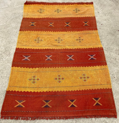 Vintage Traditional Handmade Beautiful Moroccan Kilim Floor Rug Carpet 140x94 cm