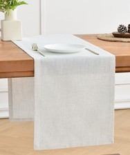Wracra Linen Style Table Runner, Rustic Farmhouse Off White Table Runners 36 Inc