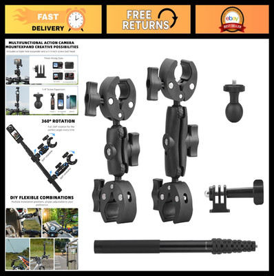 Motorcycle Handlebar Mount & 59'' Invisible Selfie Stick for Insta360 & GoPro