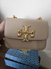 Tory Burch Eleanor Small Beige Shoulder/Crossbody Bag Gold Chain Strap w