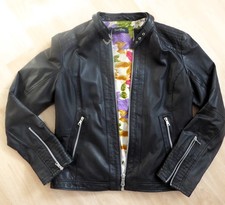 Lederjacke Damen * Gr. 40 * Schwarz *  weiches Echtleder * farbenfrohes Futter