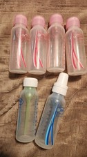 Dr. Brown's 8oz Anti-Colic Narrow Baby Bottle. 4 Pink 2 Blue NO NIPPLES.